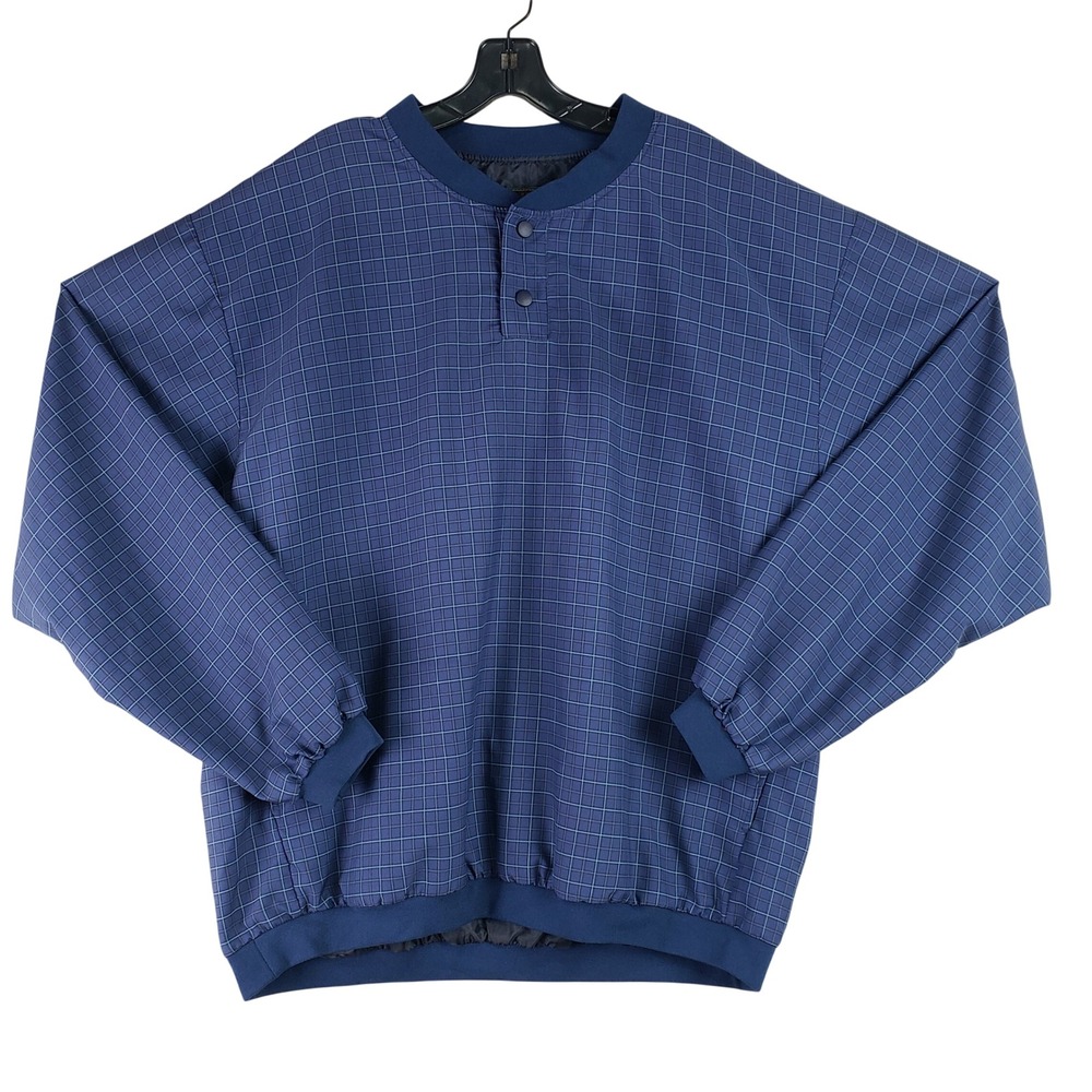 VTG Forresters Performance Pullover Windbreaker Mens XL Blue Grid Made in USA